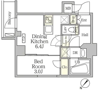 1DKの間取り画像