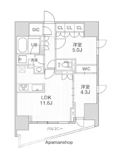 シーズンフラッツ大井町【14階】の間取り