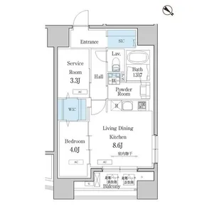 デュオフラッツ池尻大橋【8階】の間取り