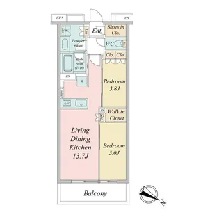 ブランシエスタ目黒中央町【6階】の間取り