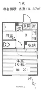 コーポキネマ大森南【1階】の間取り
