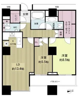 高輪ザ・レジデンス タワー棟【27階】の間取り