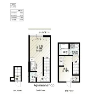 ソルナクレイシア荏原町【203号室】の間取り