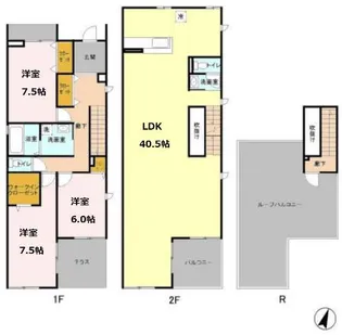 東京都世田谷区深沢1丁目【テラスハウス】の間取り