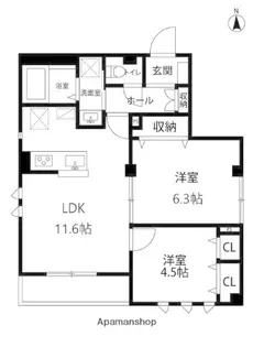 グランテラス目黒【1階】の間取り