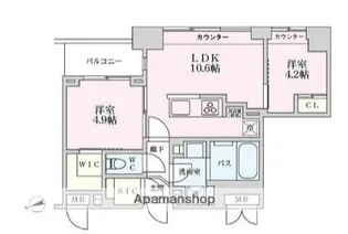 プライマル品川大井町【9階】の間取り