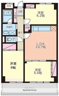 プラムハイツ西六郷【3階】の間取り