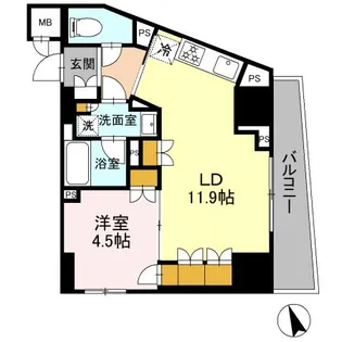 リーラ品川戸越【0301号室】の間取り
