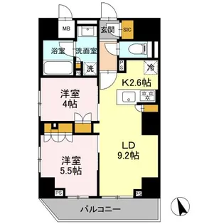 リーラ品川戸越【1302号室】の間取り