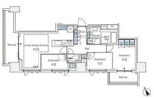 パークタワー大森【14階】の間取り