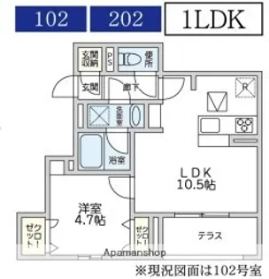 ブラウネスハイム南馬込【102号室】の間取り