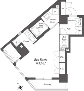 レジデンシャル目黒【2階】の間取り