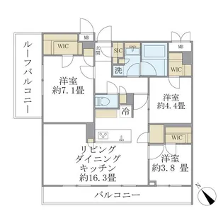 LA PERLA MEGUROーHIGASHIYAMAII【3階】の間取り