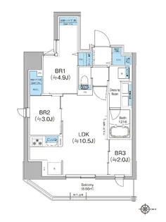 クレヴィアリグゼ蒲田西【15階】の間取り