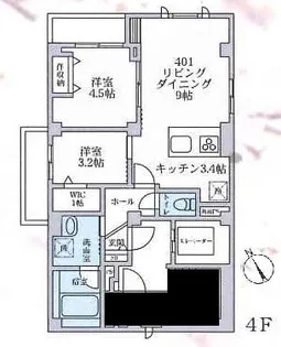 レルム頼Ⅴ【401号室号室】の間取り