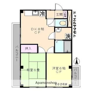 ドゥエルヤマモト【2階】の間取り