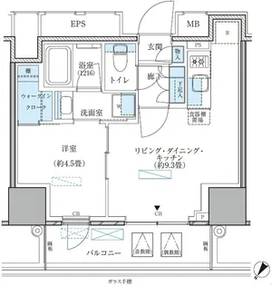 パークアクシス五反田スカイタワー【21階】の間取り