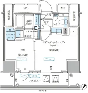 パークアクシス五反田スカイタワー【7階】の間取り