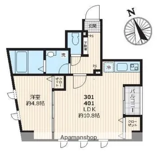 ピークサイドレジデンス早稲田【4階】の間取り