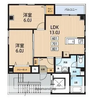 東京都北区田端新町2丁目【マンション】の間取り