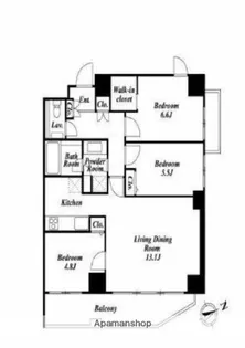 ダイアパレス蔵前【13階】の間取り