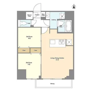 クラリティア西日暮里【7階】の間取り