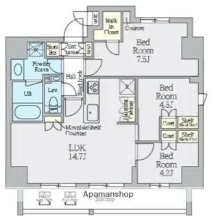 東京都台東区北上野2丁目【マンション】の間取り