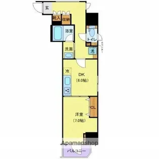 1DKの間取り画像