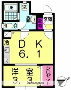 1DKの間取り画像