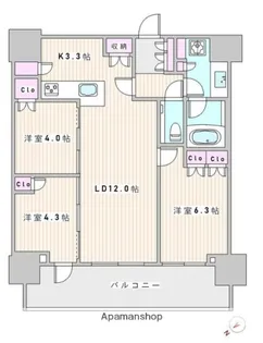 ザ・タワー十条【37階】の間取り