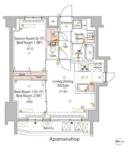HY’S MINOWA Ⅱ【6階】の間取り