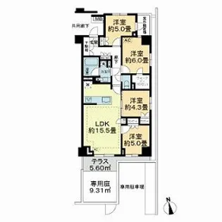 オープンレジデンシア北綾瀬プレイス【1階】の間取り