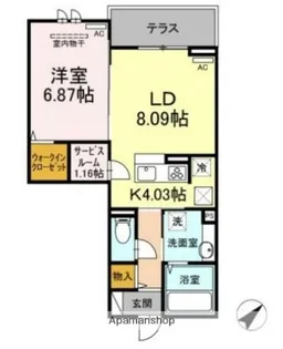 シャトー・ドゥ・ラ・メール【1階】の間取り