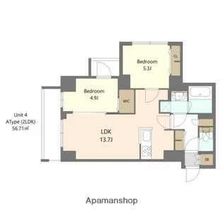 SーRESIDENCE高島平ASOLEA【5階】の間取り