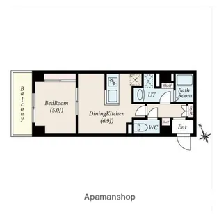 グローリオシェルト新宿山吹町【5階】の間取り