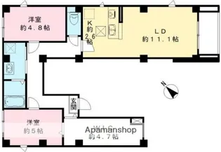フォーリーフクローバー神楽坂【1階】の間取り