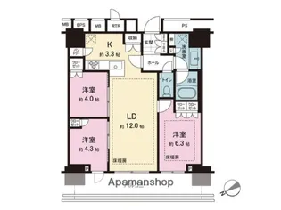 ザ・タワー十条【37階】の間取り