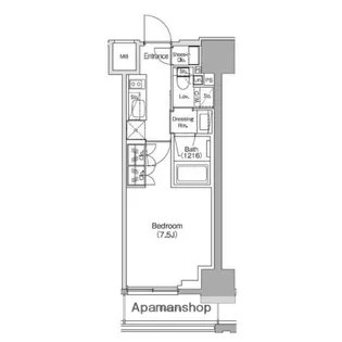 ザ・パークハビオ新御徒町【12階】の間取り