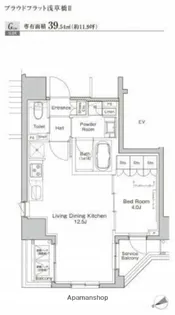 プラウドフラット浅草橋Ⅱ【12階】の間取り