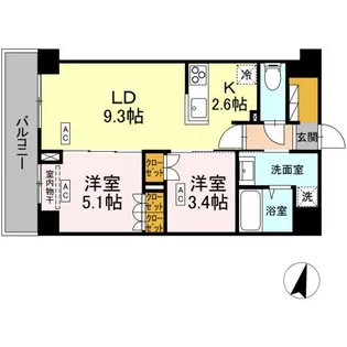 ロイジェント西新井【1階】の間取り