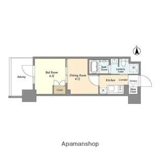 ジオエント上野稲荷町【9階】の間取り