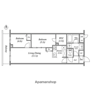 プライムガーデン若木【5階】の間取り