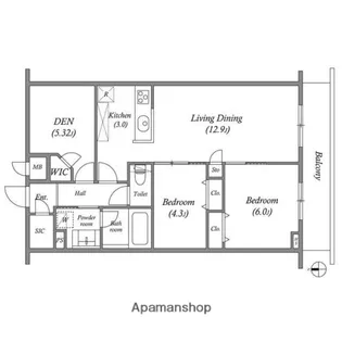 プライムガーデン若木【4階】の間取り