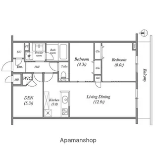 プライムガーデン若木【4階】の間取り