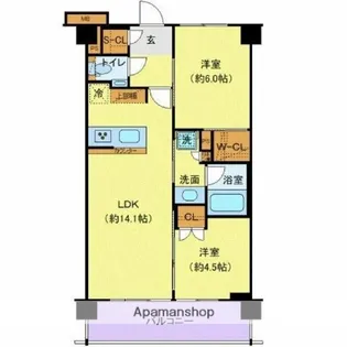 ジェノヴィア赤羽【6階】の間取り