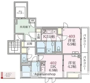 アローマ王子本町【4階】の間取り