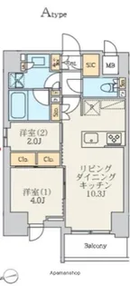 クレストコート北千住レジデンス【4階】の間取り