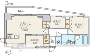 クレストコート北千住レジデンス【9階】の間取り
