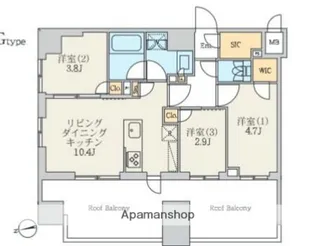 クレストコート北千住レジデンス【11階】の間取り