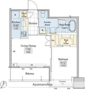 レジディアタワー上池袋(タワー棟)【15階】の間取り